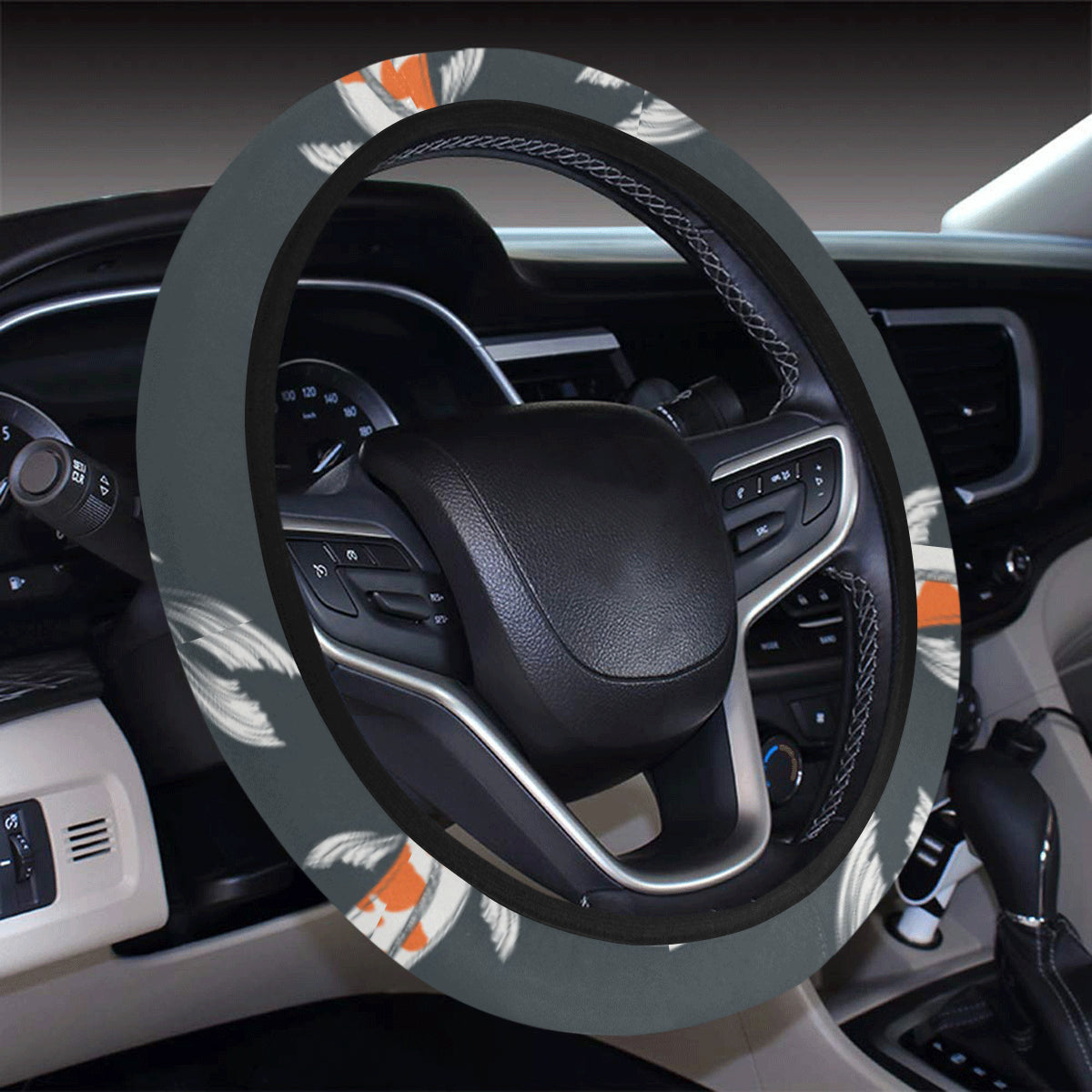 KOI Fish Pattern Print Design 04 Steering Wheel Cover with Elastic Edge