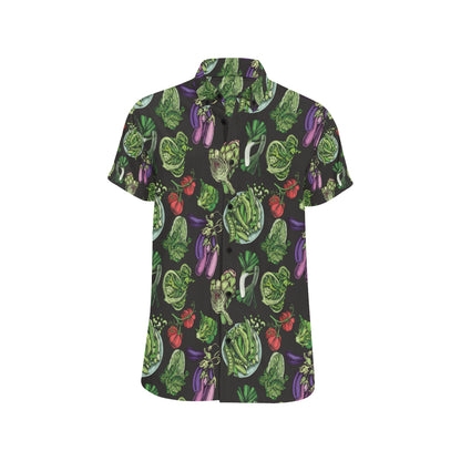 Lettuce Pattern Print Design 01 Men's Short Sleeve Button Up Shirt