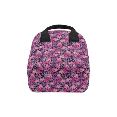 Purple Butterfly Leopard Insulated Lunch Bag