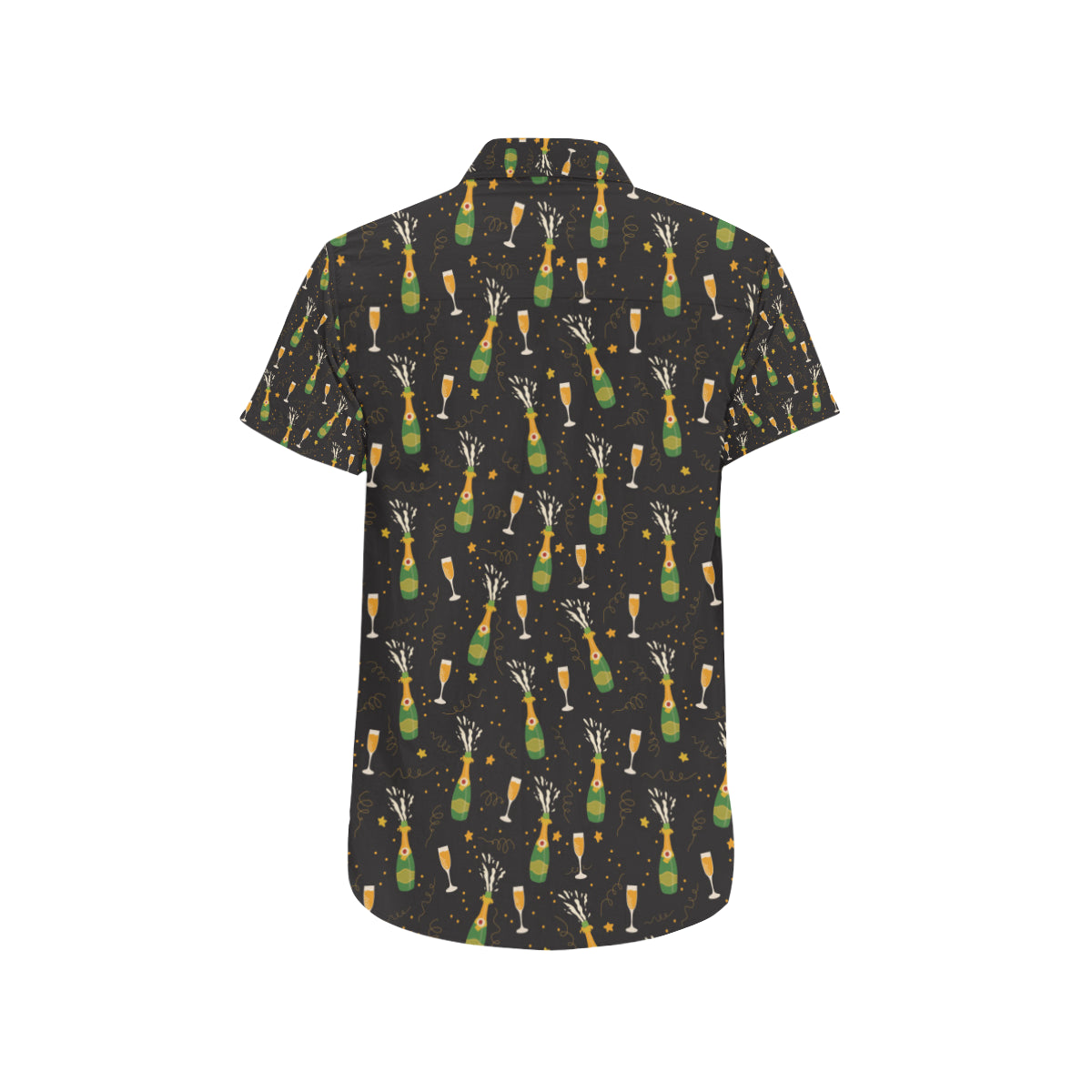 Champagne Pattern Print Design 04 Men's Short Sleeve Button Up Shirt