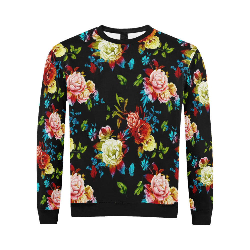 Peony Pattern Print Design PE07 Men Long Sleeve Sweatshirt