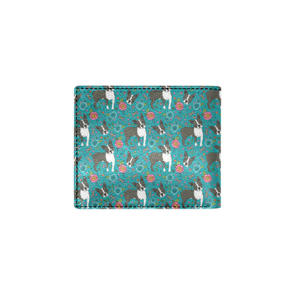 Boston Terrier Pattern Print Design 07 Men's ID Card Wallet