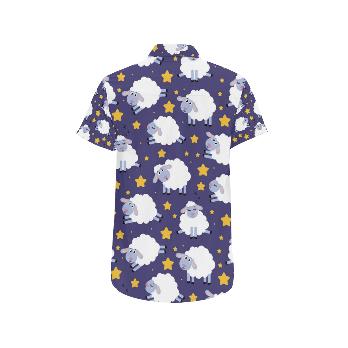 Sheep Pattern Print Design 03 Men's Short Sleeve Button Up Shirt