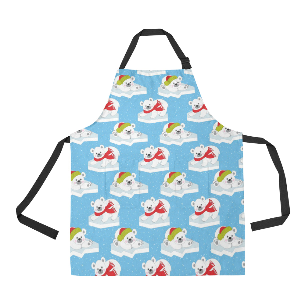 Polar Bear Pattern Print Design PB06 Apron with Pocket
