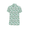 Llama with Cactus Themed Print Men's Short Sleeve Button Up Shirt