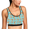 Fox Design Snow Print Pattern Sports Bra