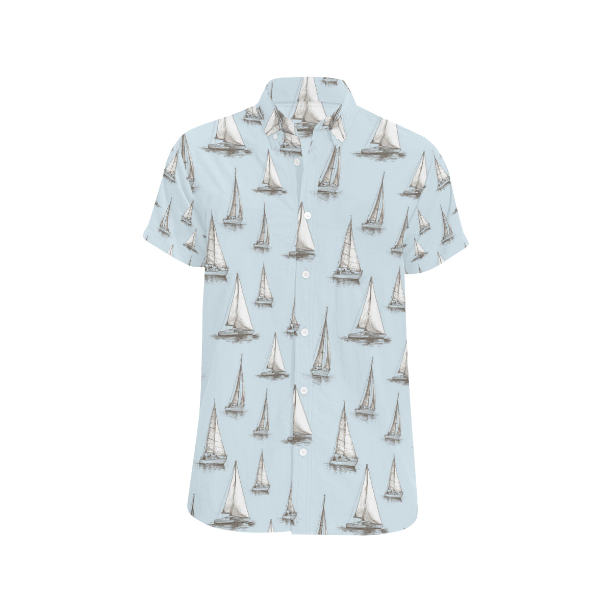 Sailing Ships Pattern Print Design A01 Men's Short Sleeve Button Up Shirt