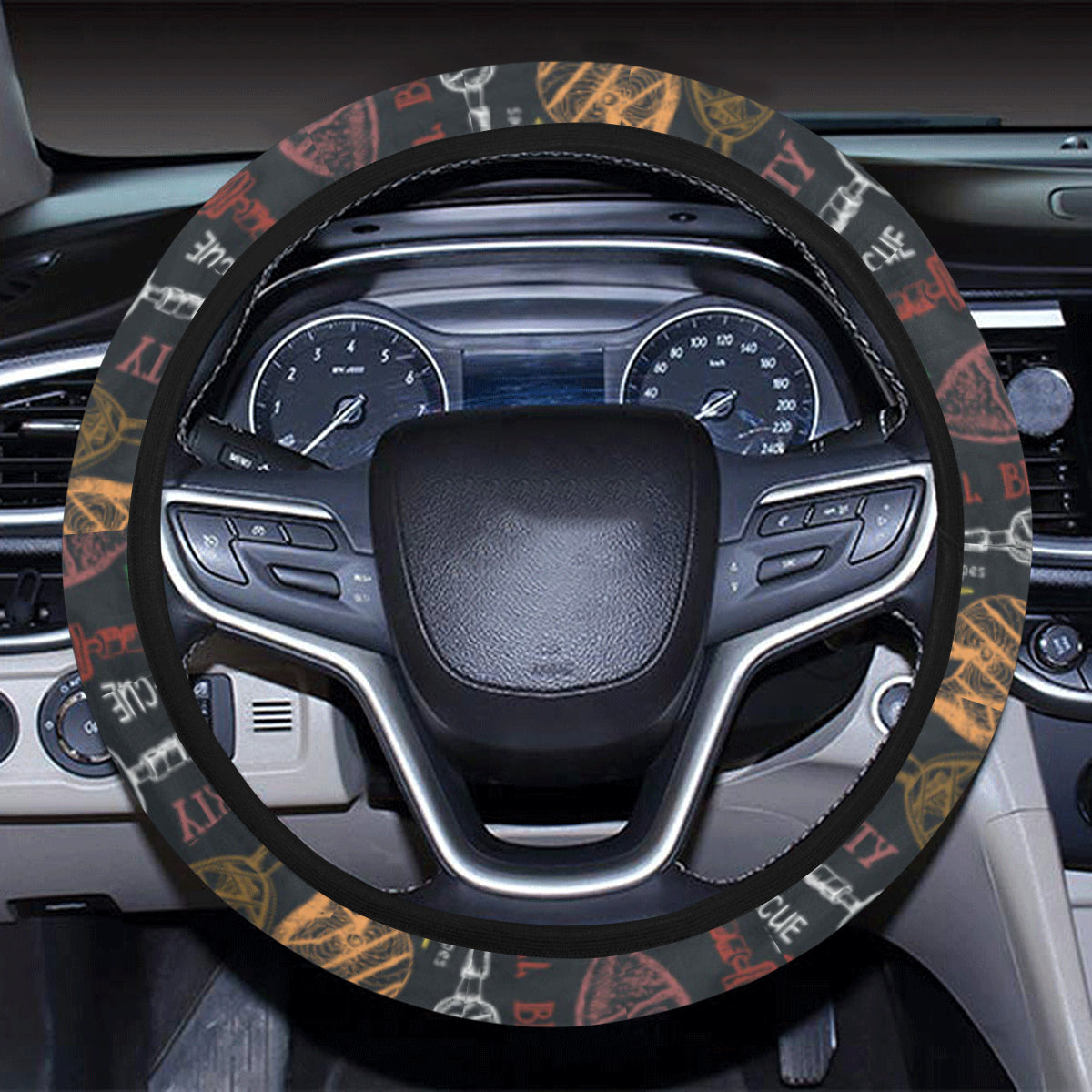 Barbecue Pattern Print Design 03 Steering Wheel Cover with Elastic Edge