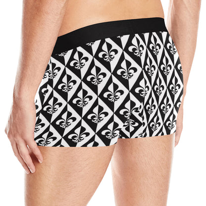 Fleur De Lis Black White Pattern Print Design 02 Men's Boxer Briefs