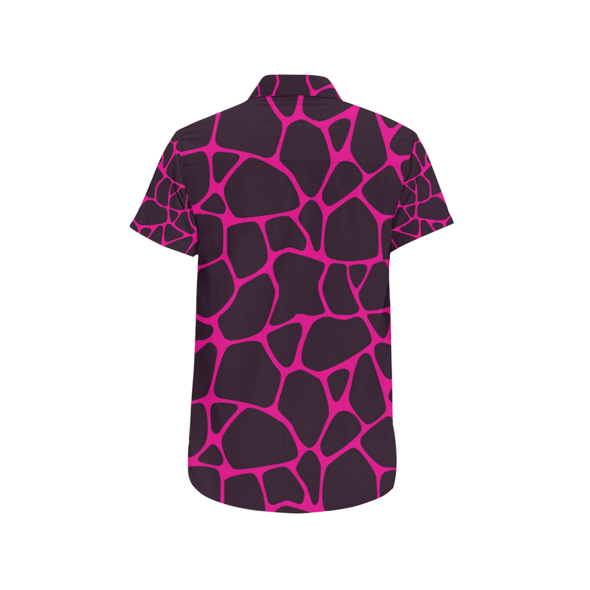 Giraffe Pink Background Texture Print Men's Short Sleeve Button Up Shirt
