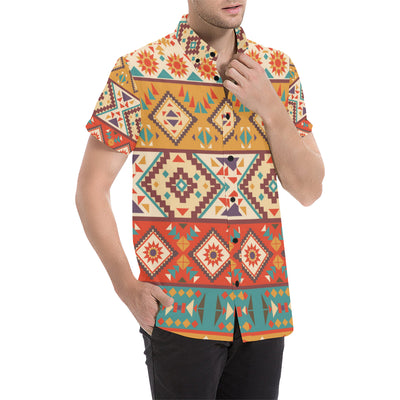 Navajo Pattern Print Design A01 Men's Short Sleeve Button Up Shirt