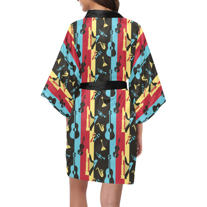 Jazz Pattern Print Design 02 Women's Short Kimono