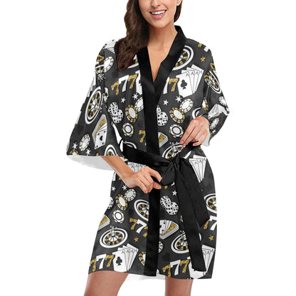 Casino Pattern Print Design 05 Women's Short Kimono