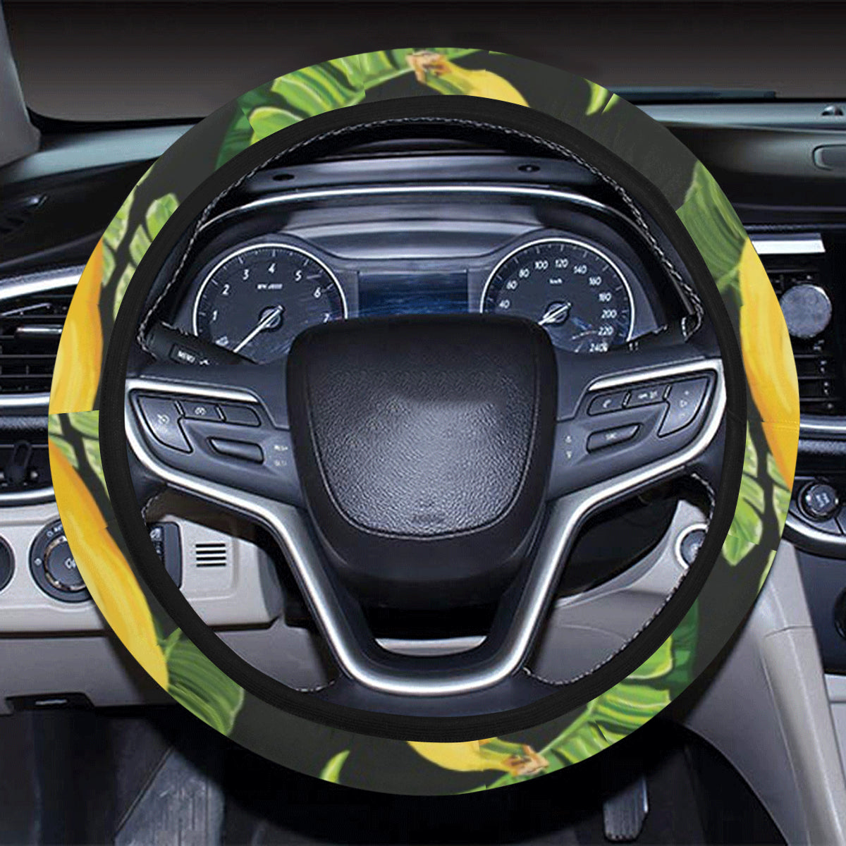 Banana Pattern Print Design BA01 Steering Wheel Cover with Elastic Edge