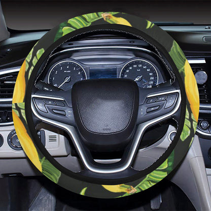 Banana Pattern Print Design BA01 Steering Wheel Cover with Elastic Edge