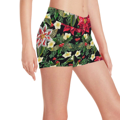 Poinsettia Pattern Print Design POT05 Yoga Shorts