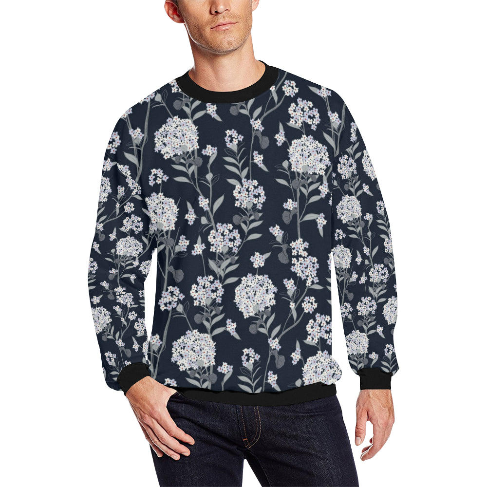 Hydrangea Pattern Print Design HD07 Men Long Sleeve Sweatshirt
