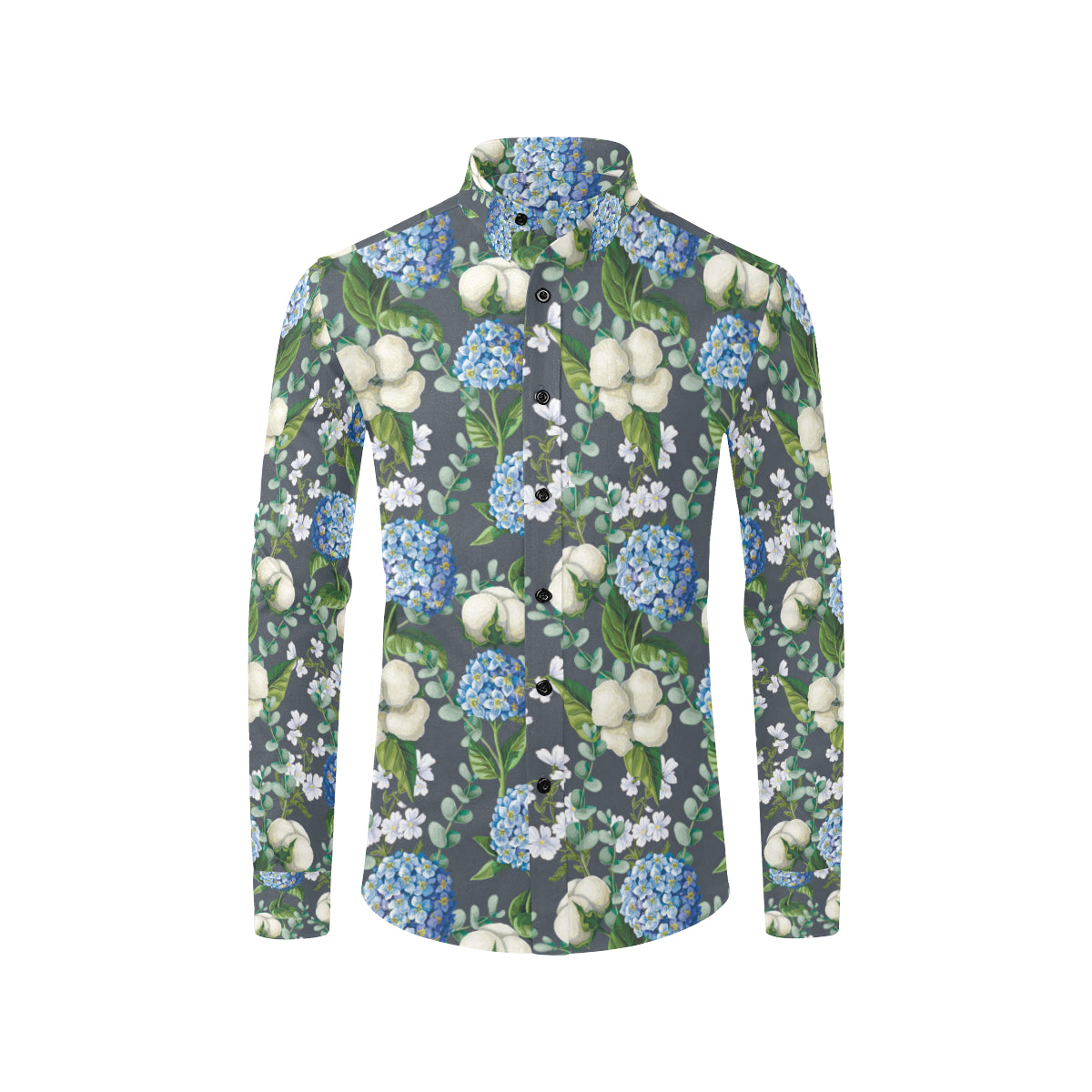 Hydrangea Pattern Print Design 02 Men's Long Sleeve Shirt