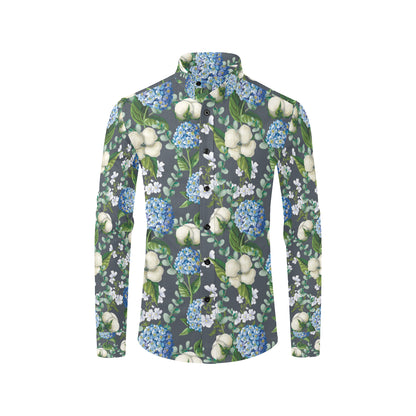 Hydrangea Pattern Print Design 02 Men's Long Sleeve Shirt