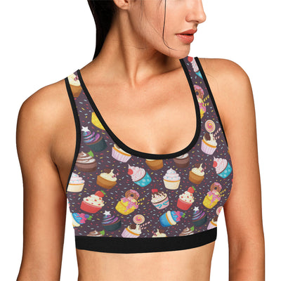 Cupcakes Party Print Pattern Sports Bra