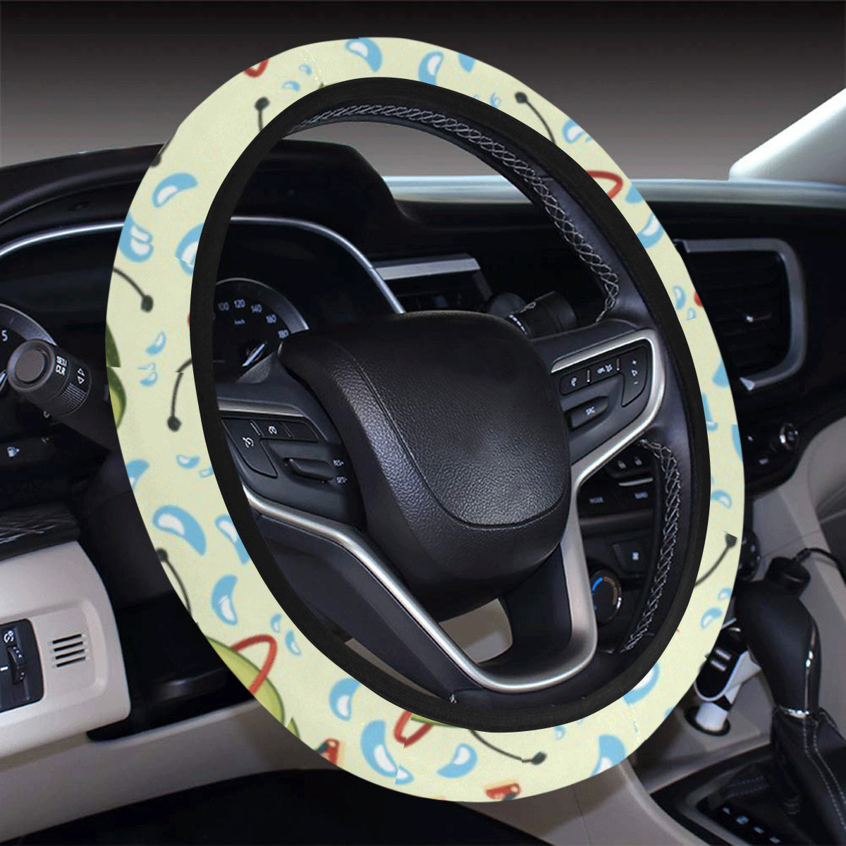 Avocado Pattern Print Design AC02 Steering Wheel Cover with Elastic Edge