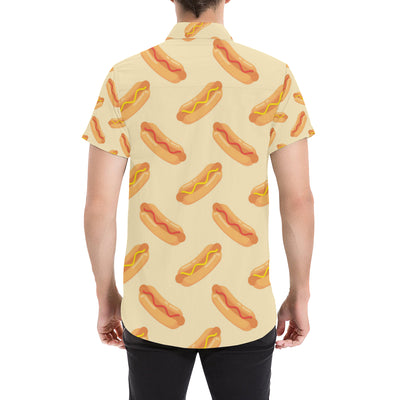 Hot Dog Pattern Print Design 05 Men's Short Sleeve Button Up Shirt