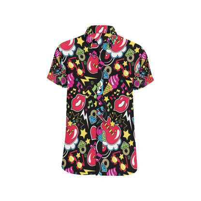 Pop Art Pattern Print Design A04 Men's Short Sleeve Button Up Shirt