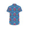 lotus Boho Pattern Print Design LO010 Men's Short Sleeve Button Up Shirt