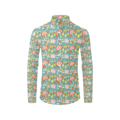 Beach Scene Pattern Print Design 02 Men's Long Sleeve Shirt