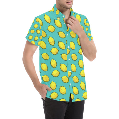 Lemon Pattern Print Design LM04 Men's Short Sleeve Button Up Shirt