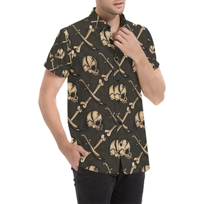 Pirate Pattern Print Design A03 Men's Short Sleeve Button Up Shirt