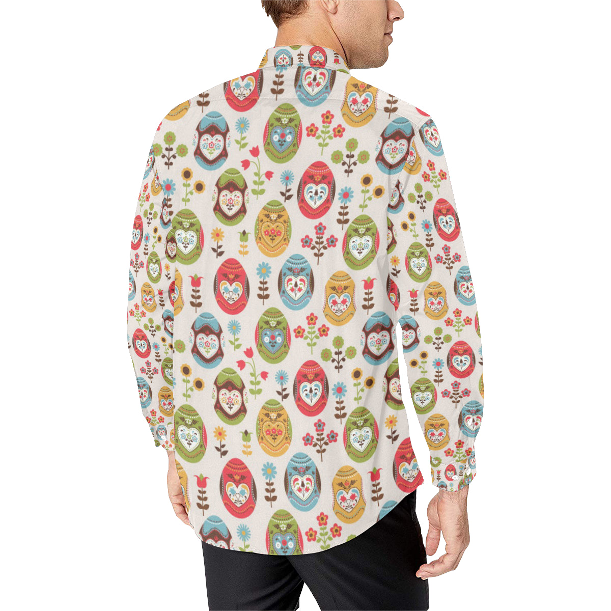 Easter Eggs Pattern Print Design RB011 Men's Long Sleeve Shirt