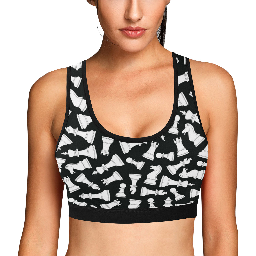Chess Pattern Print Design 01 Sports Bra