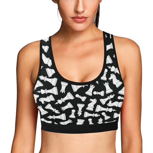 Chess Pattern Print Design 01 Sports Bra