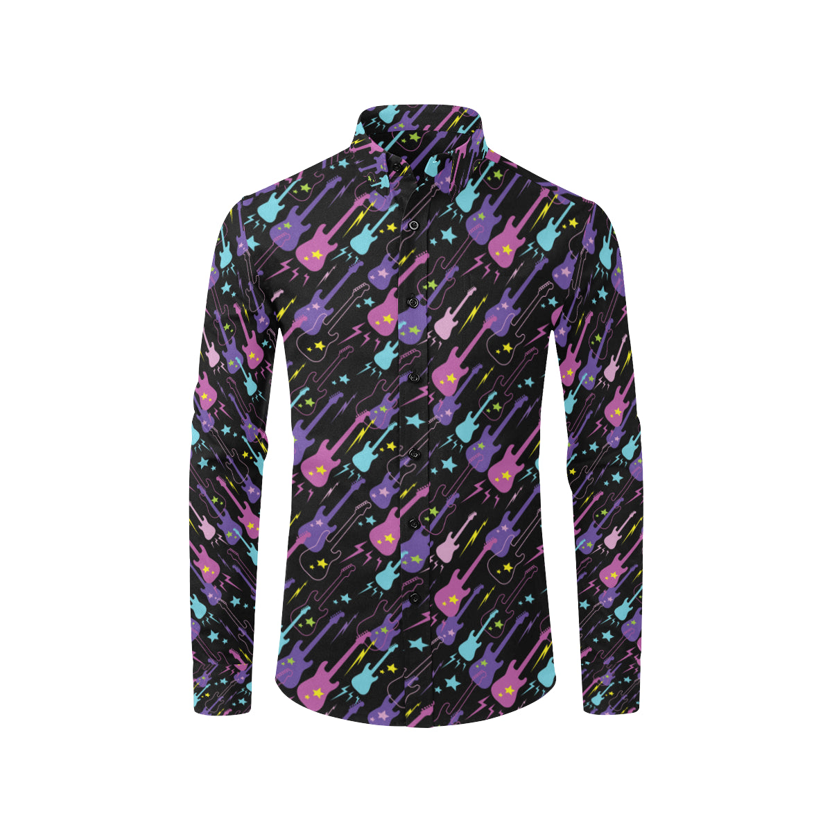 Electric Guitar Pattern Print Design 02 Men's Long Sleeve Shirt
