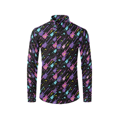 Electric Guitar Pattern Print Design 02 Men's Long Sleeve Shirt