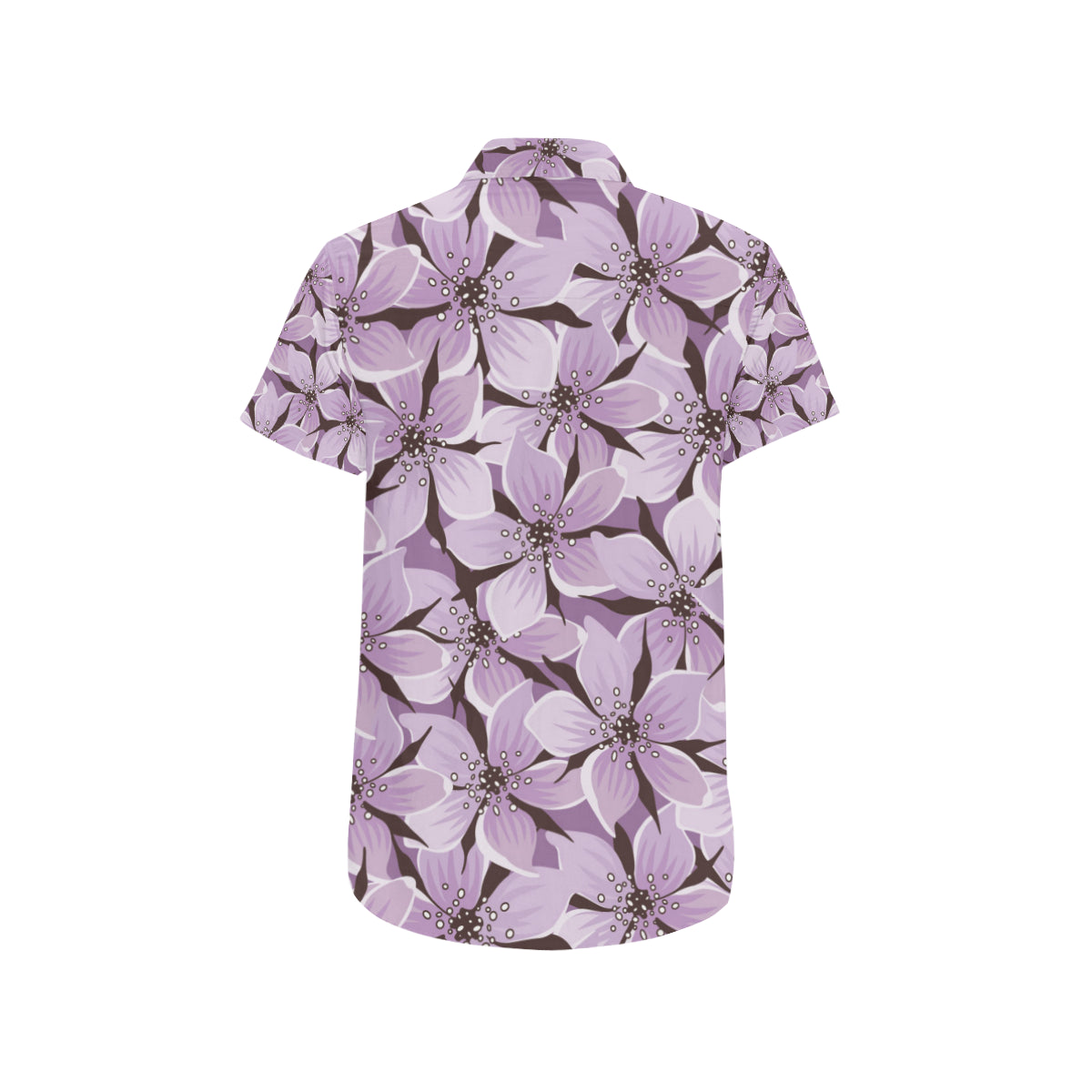 Lilac Pattern Print Design 01 Men's Short Sleeve Button Up Shirt