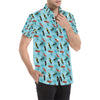 Surfboard Themed Pattern Men's Short Sleeve Button Up Shirt