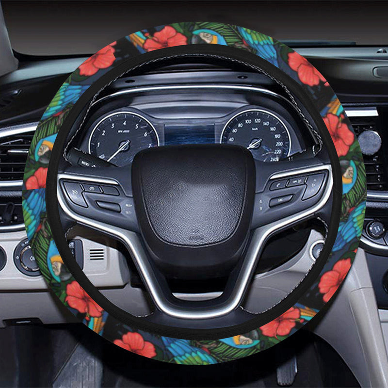 Parrot Pattern Print Design A01 Steering Wheel Cover with Elastic Edge