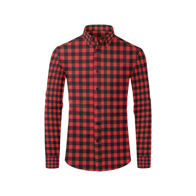 Red Black Buffalo Tartan Plaid Pattern Men's Long Sleeve Shirt