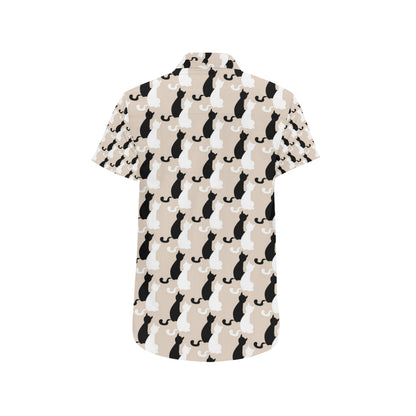 Cat Pattern Print Design 04 Men's Short Sleeve Button Up Shirt