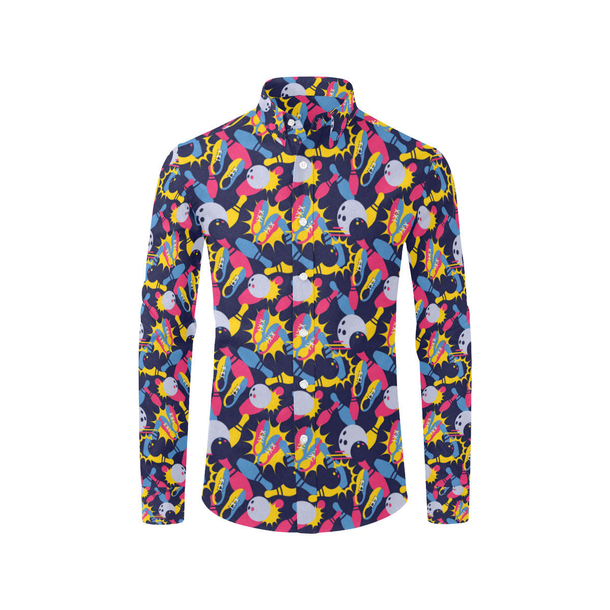 Bowling Pattern Print Design 02 Men's Long Sleeve Shirt