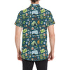 Camping Pattern Print Design 02 Men's Short Sleeve Button Up Shirt