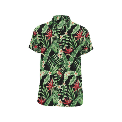 Bird Of Paradise Pattern Print Design BOP05 Men's Short Sleeve Button Up Shirt