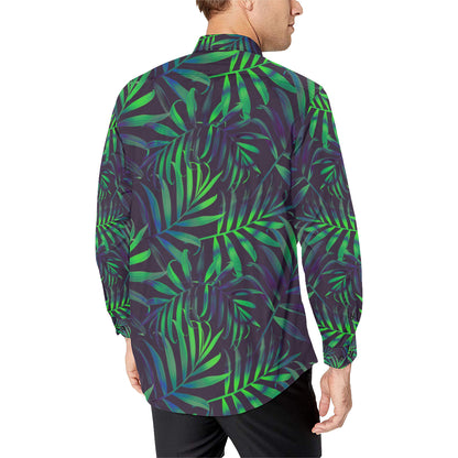 Palm Leaves Pattern Print Design PL01 Men's Long Sleeve Shirt