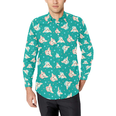 Chihuahua Polka Dot Pattern Men's Long Sleeve Shirt