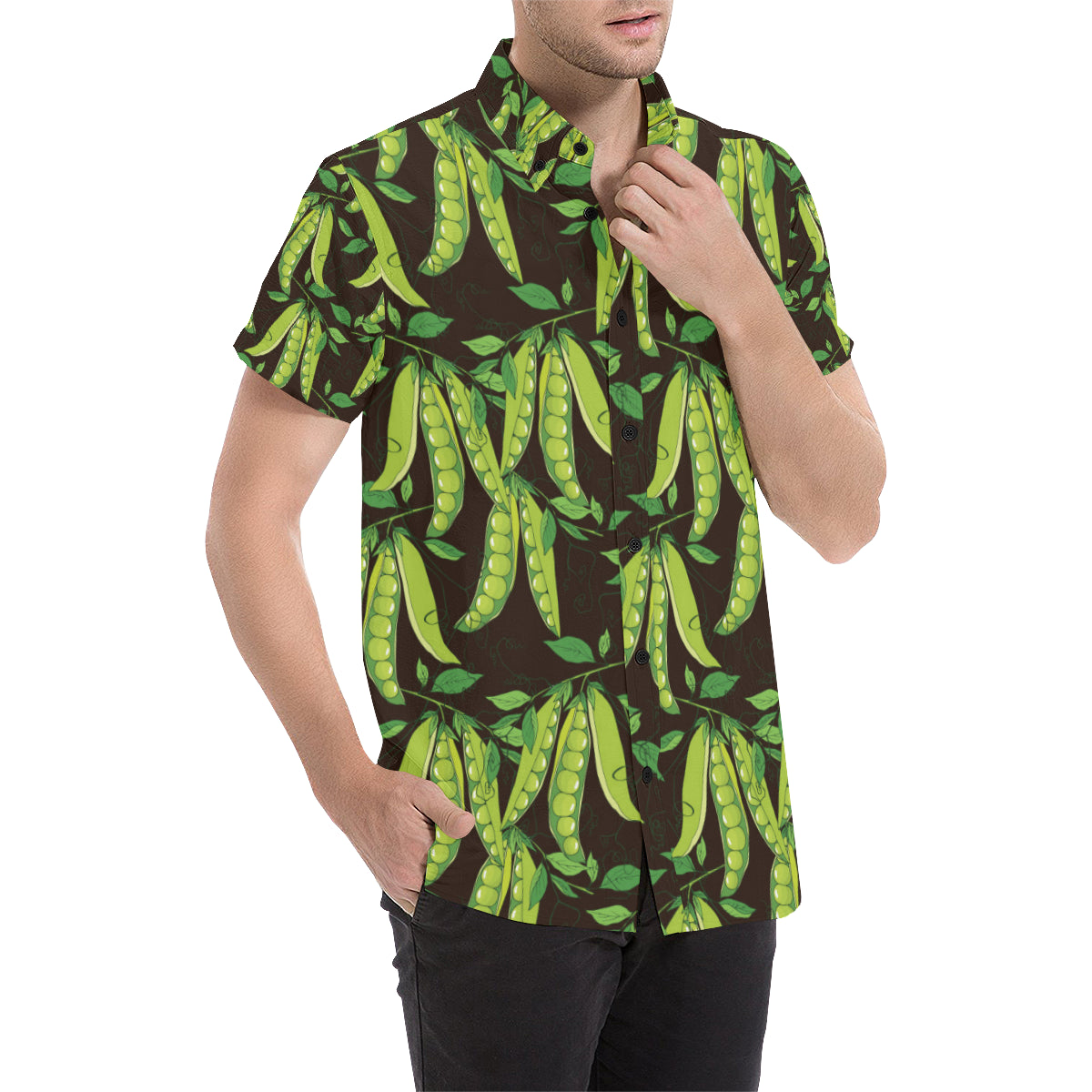 Peas Pattern Print Design A03 Men's Short Sleeve Button Up Shirt