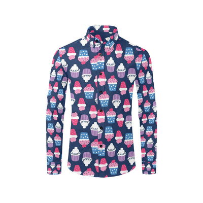 Cupcake Pattern Print Design CP04 Men's Long Sleeve Shirt