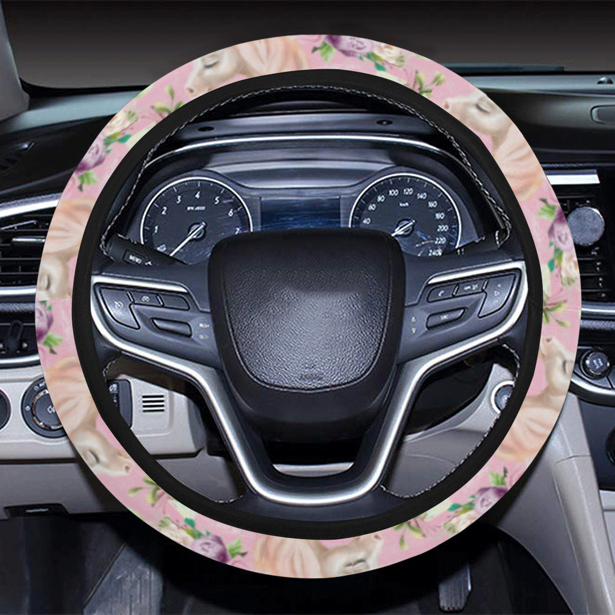 Unicorn Princess with Rose Steering Wheel Cover with Elastic Edge