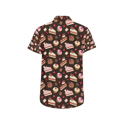 Cake Pattern Print Design 04 Men's Short Sleeve Button Up Shirt